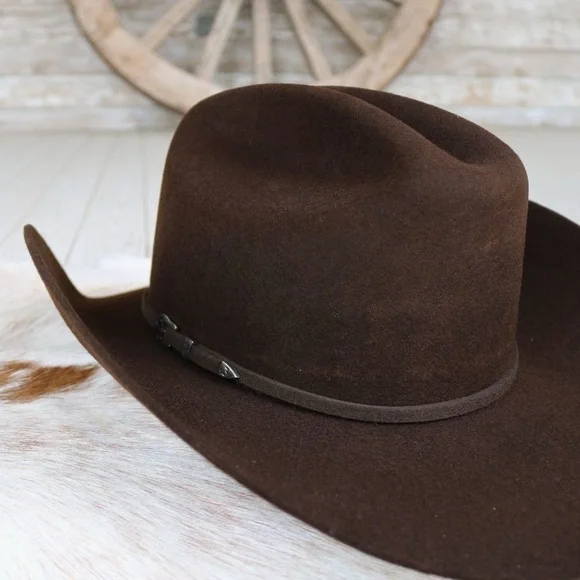 Size 8 Twister Men's Felt Chocolate Cowboy Hat - Picture 2 of 7